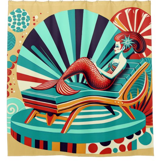 "Moderne zeemeermin uit het midden van de eeuw - l Douchegordijn (Voorkant)