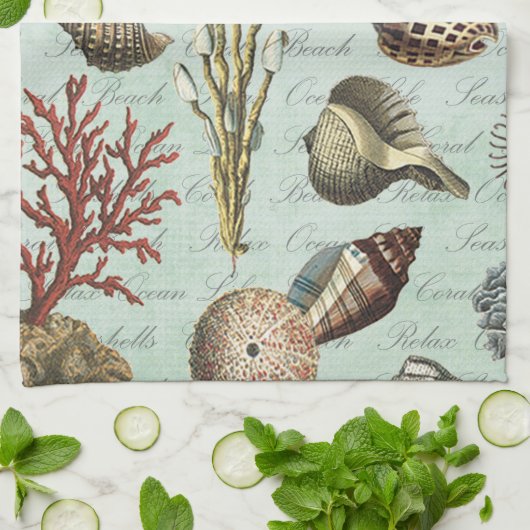 Moderne  zeeshells theedoek (Gevouwen)