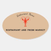 Moderne zeevruchten Restaurant & Markt rivierkreef Ovale Sticker (Voorkant)