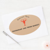 Moderne zeevruchten Restaurant & Markt rivierkreef Ovale Sticker (Envelop)