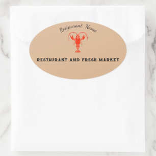 Moderne zeevruchten Restaurant & Markt rivierkreef Ovale Sticker
