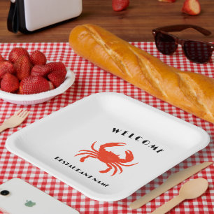 Moderne zeevruchten welkom red Crab custom persona Papieren Bordje