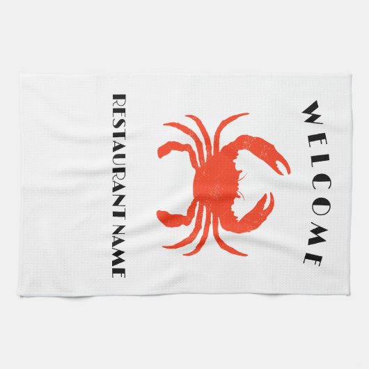 Moderne zeevruchten welkom red Crab custom persona Theedoek (Horizontaal)