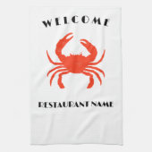 Moderne zeevruchten welkom red Crab custom persona Theedoek (Verticaal)