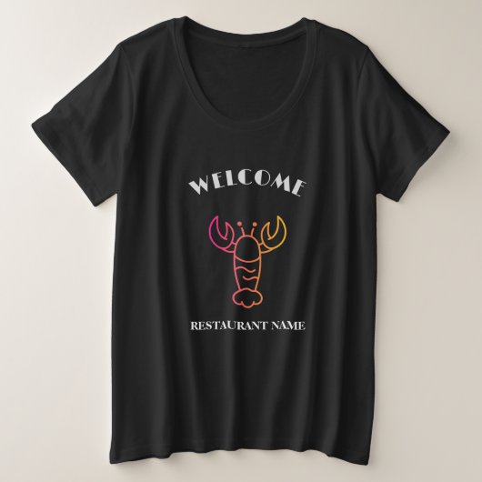 Moderne zeevruchten welkom rivierkreeft Naam Grote Maat T-shirt (Design voorkant)