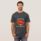 Moderne zeevruchten welkom rode Crab ramen logo na T-shirt (Voorkant volledig)