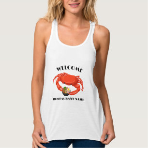 Moderne zeevruchten welkom rode Crab ramen logo na Tanktop