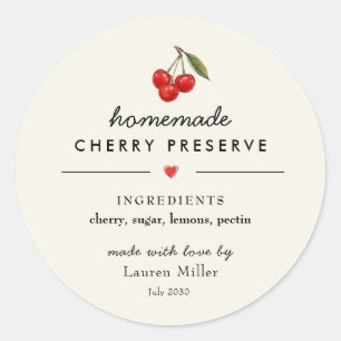 Moderne Zelfgemaakte Cherry Jam Jar Sticker