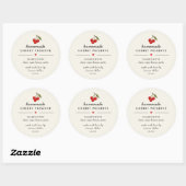 Moderne Zelfgemaakte Cherry Jam Jar Sticker (Vel)