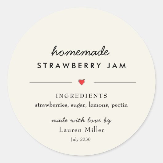 Moderne zelfgemaakte Jam Jar Canning Ronde Sticker (Voorkant)