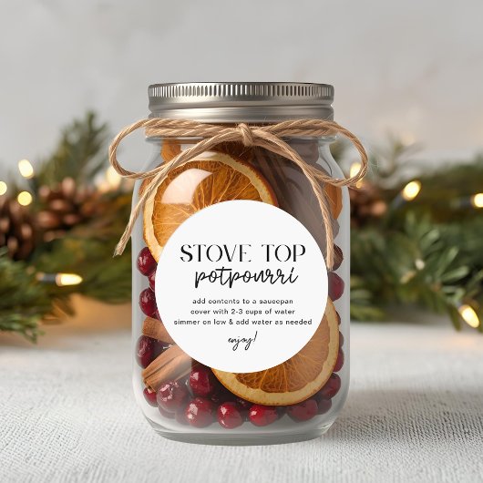 Moderne zelfgemaakte kerst-simmerpotpourri ronde sticker