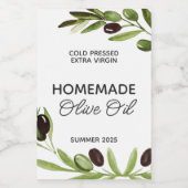 Moderne zelfgemaakte olijfolie fles Eten Label Oli Wijn Etiket (Enkel label)