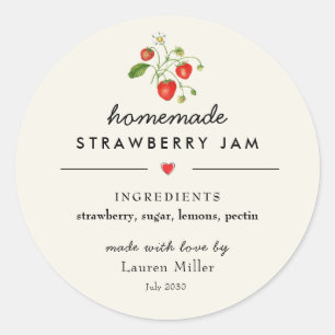 Moderne Zelfgemaakte Strawberry Jam Jar Sticker