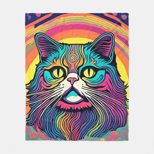 Moderne Zen Kat Fleece Deken (Voorkant)
