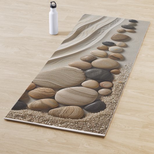 Moderne Zen-rivierstenen en Zandtextuur Yogamat (In situ)