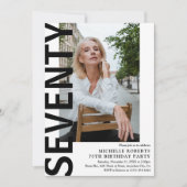 Moderne ZEVENTY Foto 70th Birthday Party Kaart (Voorkant)