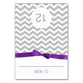 Moderne Zig Zag en Lavendel Bow Zitplaatsen Kaart (Voorkant)