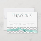 Moderne Zigzag Aqua en Bow Response Kaart (Voorkant)