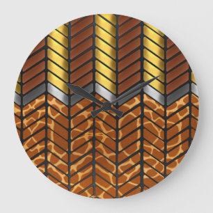 Moderne Zigzag Chevron Giraffe Dierprint Grote Klok