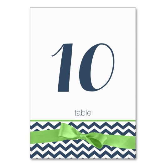 Moderne Zigzag en Limoen Bow Tafelnummer Kaart (Achterkant)