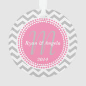 Moderne Zigzag en Roze Stippen Foto Ornament (achterkant)