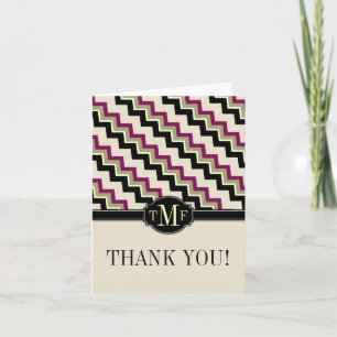 Moderne ZigZag Monogram Dank u Bedankkaart