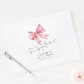 Moderne zij knoopt de knoop Roze strik Bruiloftsfe Vierkante Sticker (Envelop)