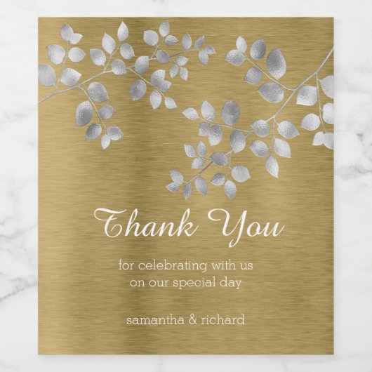 Moderne zilver- en goudvezelwijn wijn etiket (Enkel label)