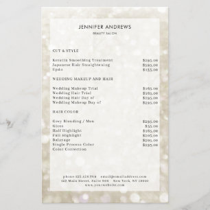 Moderne Zilver-Goud Glitter Salon Prijslijst Flyer