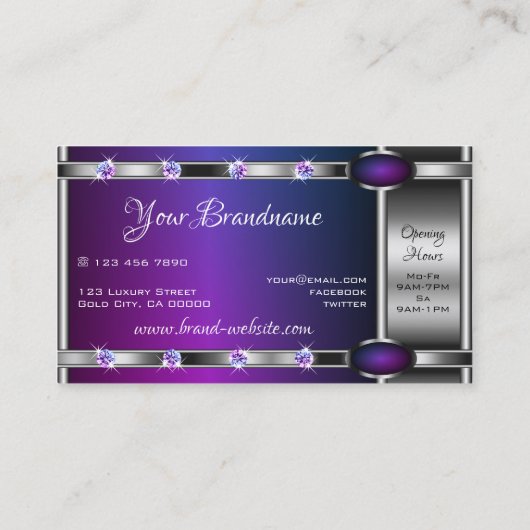 Moderne zilver met Paarse gradiënt en neushoorn Visitekaartje (Achterkant)