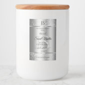 Moderne Zilver Zachte Glitter Monogram Productlabe Voedselcontainer Etiket (Voorkant)