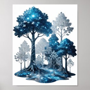 Moderne Zilveren BLUE ICE FOREST Custom T-shirt Poster