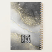 Moderne zilveren en gouden Logo & QR-Code Monogram Planner (Achterkant)