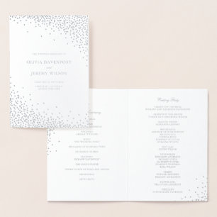 Moderne Zilveren Folie Confetti Stippen Huwelijksp Kaarten