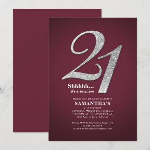 Moderne Zilveren Glitter 21e Verjaardag Surprise Kaart