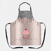 Moderne, zilveren glitter-drift Roos Gold Cupcake Schort (Voorkant)