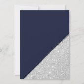 Moderne zilveren glitter-typografie navy blue brui kaart (Achterkant)