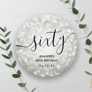 Moderne Zilveren Glitterlichten 60ste Verjaardag Bedankjes Labels