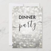 Moderne zilveren glitterlichten Diner Party Kaart (Voorkant)