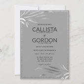 Moderne Zilveren Grijze Bladeren Glitter Rand Brui Kaart (Voorkant)