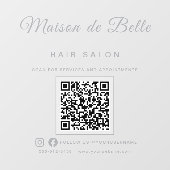 Moderne Zilveren Handtekening Script QR Code met V Raamsticker (Vel)