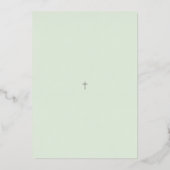 Moderne Zilveren Kruis Doop Uitnodiging (Achterkant)