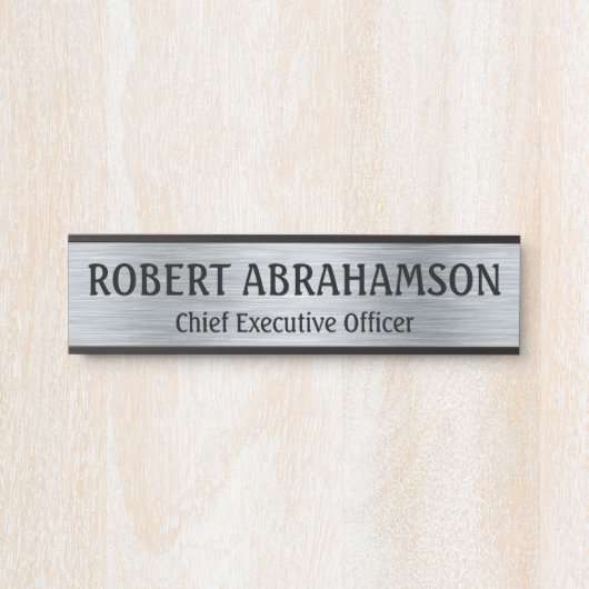 Moderne, zilveren, professionele deurbordlange naa deurbordje (Voorkant)