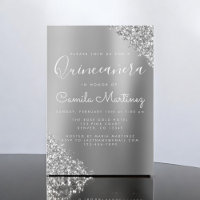 Moderne zilveren Quinceanera Glitter Party