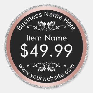 Moderne zilveren Roos Gold Border Price Label