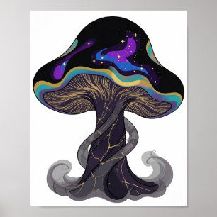 Moderne Zilveren SPACE MUSHROOM Slogan Design Poster
