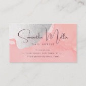 Moderne zilveren waterverf nagels visitekaartje (Achterkant)