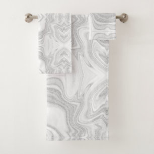 Moderne zilvergrijze elegante marmertextuur bad handdoek