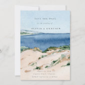 Moderne Zomer Ocean Beach Bruiloft Save the Date (Voorkant)