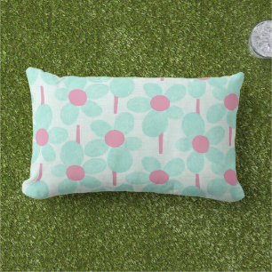 Moderne Zomer Pastel Bloemen Buitenruimte Buitenkussen